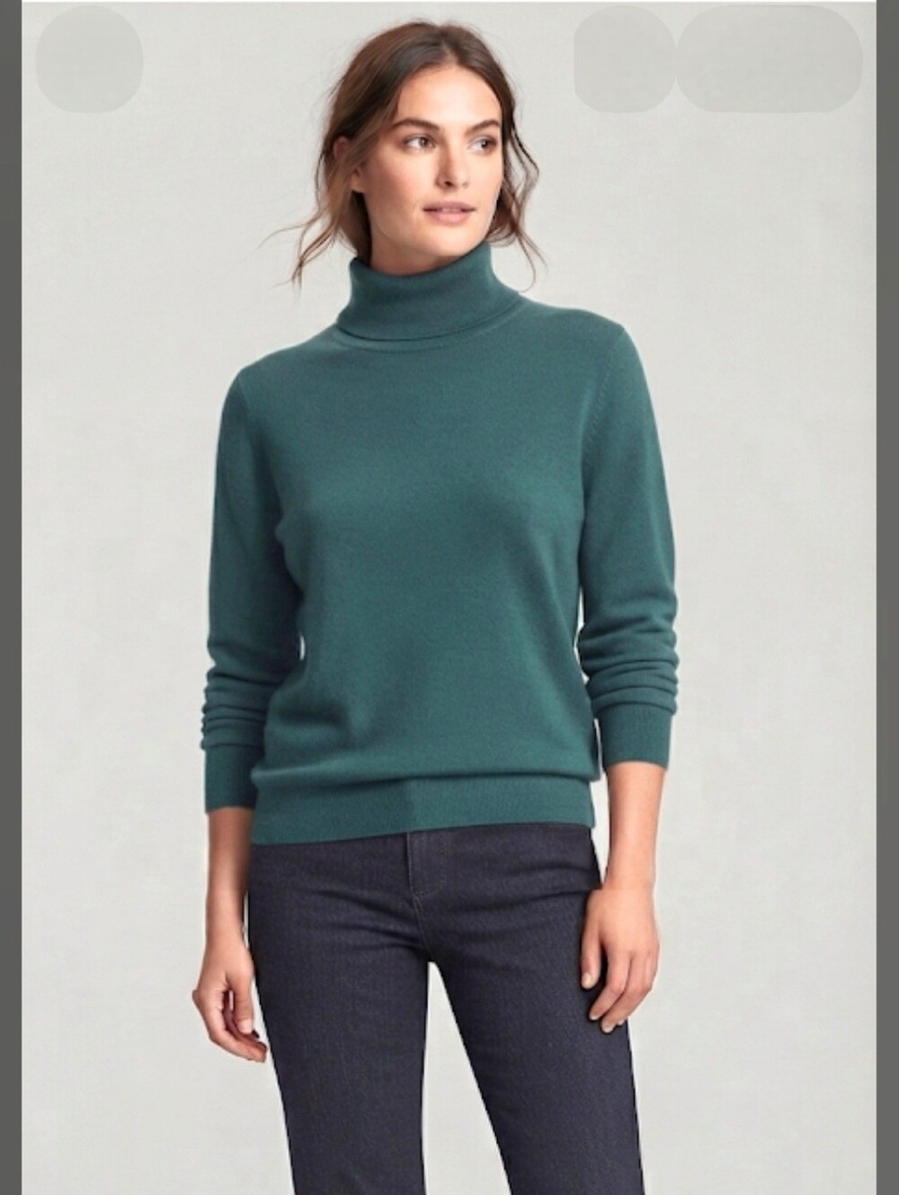 Merona Teal Green Knit Ribbed Cuff & Hem Cozy Casual Turtleneck Sweater Size XL